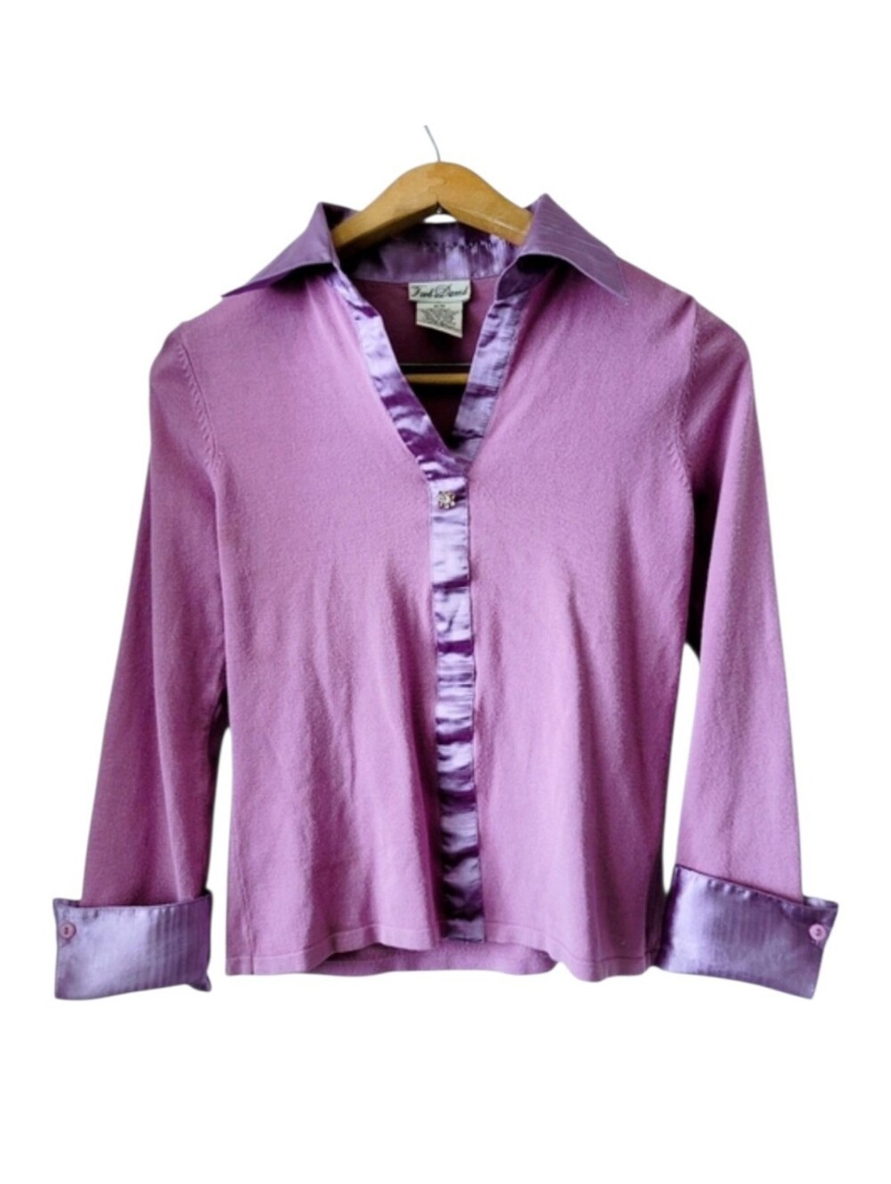 Y2K Lilac Layered Look Knit Top with Satin Trim  Mean Girls Style Size Medium